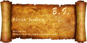 Birik Indira névjegykártya